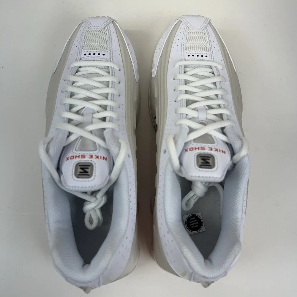 NIKE Shox R4 (GS) Shoes Youth Size 6.5 Women Size 8 White Phantom Red CW2626 102